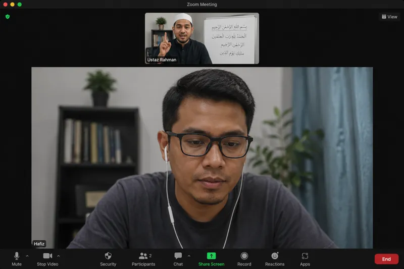 Sesi Pembelajaran Mengaji Online Dewasa